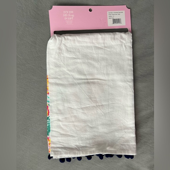 NWT Simply Southern Sweet Pineapple Embroidered Kitchen Tea Towel Pink Yellow - Picture 2 of 9